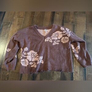 Cozy Floral Cropped Sweater